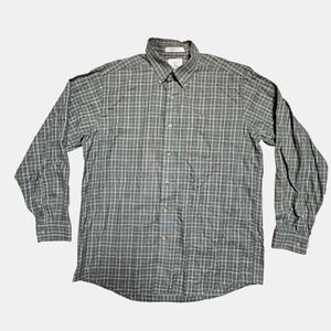 L.L. Bean Wrinkle Free Traditional Fit Check Button Down Shirt Mens L‎ Cotton